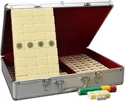 Mah Jong Mahjong Tiles, Household Hand Numb Mahjong Tiles Ivory Acrylic Mahjong Tiles High-Grade Mahjong Tiles Game Chess and Cards Mahjong, 144 (Color : Ivory, Size : 40#)
