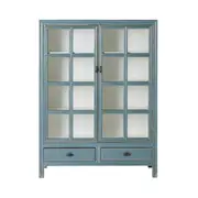 Sansha 2 Door & 2 Drawer Display Cabinet Dove Grey & White