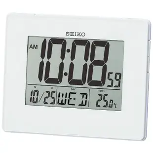【SEIKO 精工】溫濕度顯示 座掛兩用電子鬧鐘 母親節 禮物(QHL057W/速)