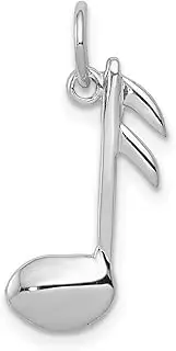 [JewelryWeb] 10k White Gold Polished Musical Note Charm 21x10mm Wide Pendant Necklace for Women