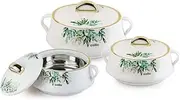 CELLO Midas Insulated Inner Steel Casserole Set of 3, White, (500ml, 1000ml, 1500ml)| Hot Box for Kitchen | Hot Pot for Home| Chapati Box | Locks in The Cold & Heat for Long | Serving Bowl with Lid |