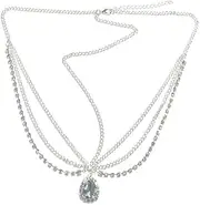 [Generic] Boho Rhinestone Layered Head Chain Crystal Pendant Headband Chain Tassel Hair Bridal Headdress Prom Party Festival Head Jewelry for Women and Girls