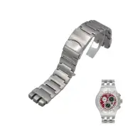 23mm Silver Color Steel Watch Bracelet For Swatch XL Irony The Chrono YOS427G