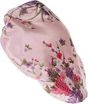 Lovoski Women Satin Bonnet Elastic Wide Band Satin Sleep Cap Natural Hair Curly Hair - Pink, as described
