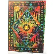 Sun & Moon Tapestry / Altar cloth, Queen Size Bedsheet, Cotton, Tiedye 140*200cm