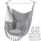 Hammock Chair Hanging Rope Swing, Max 500 Lbs, 2 Cushions Included, Large Mac...