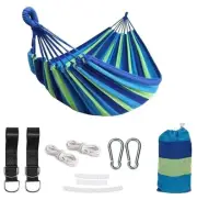 Double Brazilian Hammock 2 Person Canvas Cotton Fabric with Trees Strap