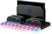 Controllers Charger for Nintendo Switch 2 Joy Con 9 Card Slot Ambient Lighting