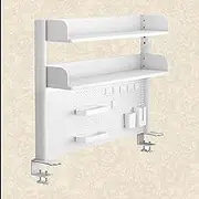 Adjustable Desk Shelf with Privacy Panel for Computer Workstation Office Organization Accessories with Pegboard Shelving System (Color: A)