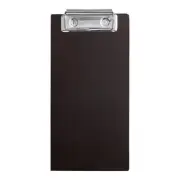 Choice 4" x 8" Dark Wood Color Menu Holder / Check Presenter with Clip