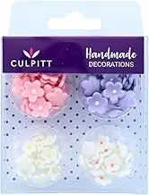 Culpitt Mini Flowers Sugar Pipings 12-Pieces Set, Assorted