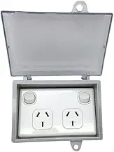 Weather Proof External Box + Double Power Point Enclosure New White gpo Outdoor