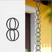 Downpipe, Rain Chain Gutter Ring Collector Wind Chime, Temple Eaves Rain Diverter(Style1,1.5m/5ft)