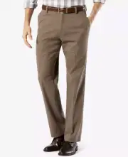 DOCKERS Easy Khaki STRAIGHT FIT Flat Front PANTS • 38x34 • DARK PEBBLE brown