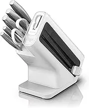 Ninja StaySharp Knife Set, Stainless Steel 6-Piece Knife Set with Integrated Sharpener, Chef Knife, Slicing Knife, Bread Knife, Utility Knife, Paring Knife and Kitchen Scissors, White, K62006EUWH