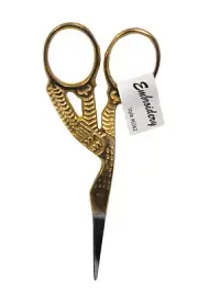 3 1/2 Inch Stork Embroidery Scissors Gold