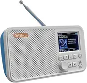AZURAOKEY C10 Portable Radios & DAB, Digital Radio with Large 2.4 inch Color LCD Screen Dual Alarms Clock, Rechargeable DAB/DAB +/FM Radio with 80 Presets, Sleep Snooze Timer