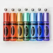 SET OF 7 FROSTED GLASS ESSENTIAL OIL ROLLER BOTTLES 10ML EMPTY STAINLESS STEEL