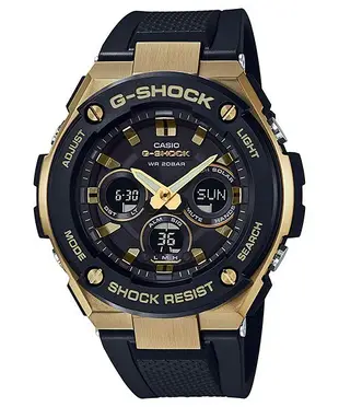 【金台鐘錶】CASIO卡西歐G-SHOCK多功能運動錶 太陽能 黑x金  GST-S300G-1A9