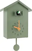 Sarini Modern Cuckoo Clock with Minimalist Design and Cuckoo Sound - Wall Art with Pendulum, Elegant Birdhouse Style for Living Room, Kitchen, Office Decoration