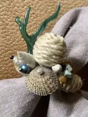Napkin ring set Of 8 Napking Holder Table Decor Sea Shell Holliday Summer