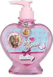 Accentra Hand Wash Soap for Children, 200 ml Creamy Horse Soap in Pink Pump Dispenser for Kids "I Love Horses", Gentle Cleansing Hand Soap with Bracelet for Girls in Horse/Pony Motif