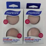 2 x Manicare Sonic Mini SensiScrub Twin Pack Replacement Brush Heads NEW 4 Total