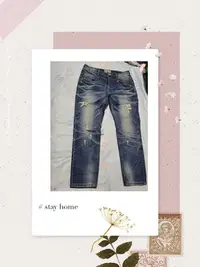 在飛比找Yahoo!奇摩拍賣優惠-韓國製VIKINI牛仔褲 低腰 窄管褲 刷破設計 長褲