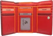 [Visconti] Rainbow Collection Bora Tri-Fold Leather Purse RFID Blocking RB43, Red Multi, One Size, Tri fold