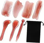 Resin Gua Sha Massage Tools Set Tool Facial Massager for Home Spa Storage Bag