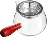 BIUDECO Glass Pitcher with Handle Infuser and Spout Heat Resistant Glass Tea Cup for Home Office and Teahouse for Tea Lovers and Meditation Spaces