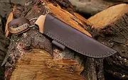 Leather Knife Sheath - Straight Knife Holster Blade Cover, Premium Leather Belt Knife Case for 3.7" Blade Knives - Compact Knife Sheath for Outdoor, Camping, and EDC