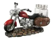 DWK "Spicy Rider" Red Motorcycle Spice Holder with Refillable Salt and Pepper...