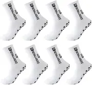 [HCQC] Football Socks 4 Pairs Sports Socks 38-45 Size Non-Slip Football Socks for Men Women Football Sports Socks Home Socks, White, One Size Plus