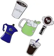[SHERCHPRY] 5pcs Coffee Machine Brooch Pin in Enamel Stylish Lapel Pins for Backpacks Clothing