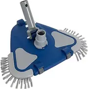 [POOLAZA] Pool Vacuum Head, Weighted, 1-1/4'', 1-1/2'' Swivel Hose Connection, Bottom & Side Brushes, Thorough Cleaning, Smooth Maneuverability, Navy Blue, Plastic, Inground & Above Ground Pools