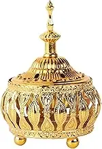 Charcoal Incense Burner, Frankincense Charcoal Incense Resin Stand with Lid, Carved Hollow Bakhoor Incenses Burners for Meditation Yoga Aromatherapy (Style 1)
