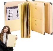 File Pocket Folder,Paper Expanding File Folders Portable File Pocket - Reinforced Receipt Organizer Letter Size Receipt Organizer with Labels for Documents & Passports