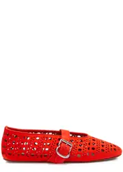 Alaïa Vienne Cut-out Suede Ballet Flats - Red - 36 (IT36 / UK3) 36 (IT36 / UK3)