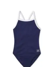 Speedo 8819015412D28 YTH Flyback Training Suit 1Pc/ Blue White Trim