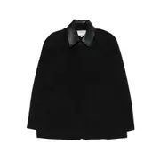 [Studio Nicholson] Studio Nicholson Leather-collar Patch-pocket Coat 8 UK BLUE