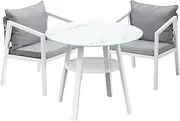 Livsip Outdoor Dining Setting Lounge Chair Patio Furniture Bistro Set 3PCS White