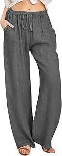 [Generic] Casual Pants for Women High Waist Drawstring Yoga Pants with Pockets Loose Stretch Dress Work Pants Lounge Sweatpants