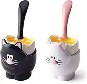 Joie Kitchen Gadgets Cat Egg Cup, One Size, Black or White (Assorted Colors), 2 Pieces