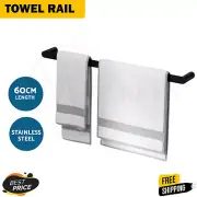 Towel Rail Racks Holder Single 600mm Wall Mounted Stainless Steel Black & Silver