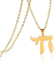 [VASSAGO] Jewish Hebrew Chai Pendant Necklace for Men Women Chai Symbol Stainless Steel Jewish Chai Arabic Chain Amulet Religion Jewelry Gifts