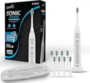 Supersonic TB-5100 Sonic Zoom Advanced Whitening Electric Toothbrush | 40,000 VPM | Wireless Charging | 5 Cleaning Modes | 8 Brush Heads | Auto Timer | Travel Case | White