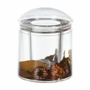 Acrylic Liquid 3D Floating Round Qtip Cotton Ball Swab Holder Dispenser Lid Wood