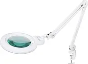 Neatfi XL Bifocals 1600 Lumens Super LED Magnifying Lamp with Clamp, 18CM Acrylic Lens, 5 Diopter/20 Diopter, Dimmable, Hands Free, 16W, Adjustable Magnifier Lamp for Reading, Crafts & Hobby (White)