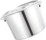 VINTORKY 1Pc Stainless Steel Soup Pot with Lid Thickened Water Bucket for Rice and Porridge Multi Functional Food Storage Container with Scald Handles